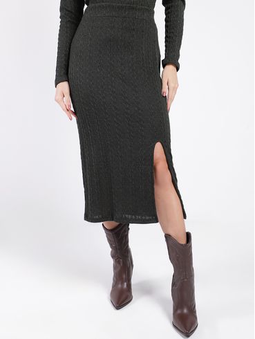 Saia de Tricot Midi Autentique Feminina VERDE