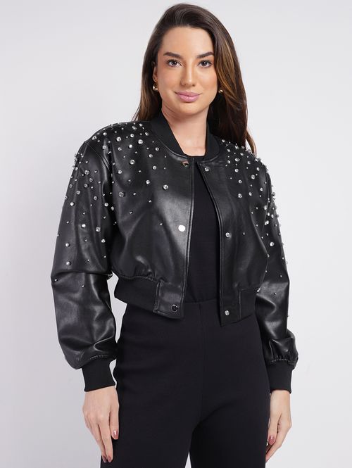 Casaco Cropped Eagle Rock Feminino PRETO