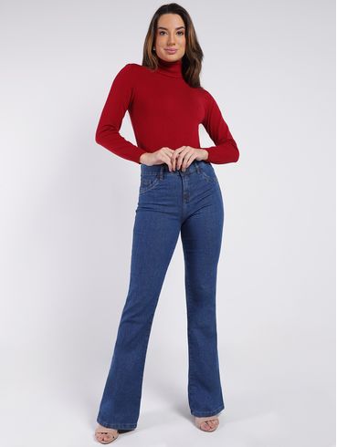 Blusa de Tricot Gola Alta Feminina BORDO