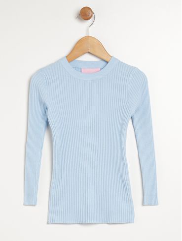 Blusa Tricot Infantil Para Menina - AZUL