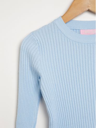 Blusa Tricot Infantil Para Menina - AZUL