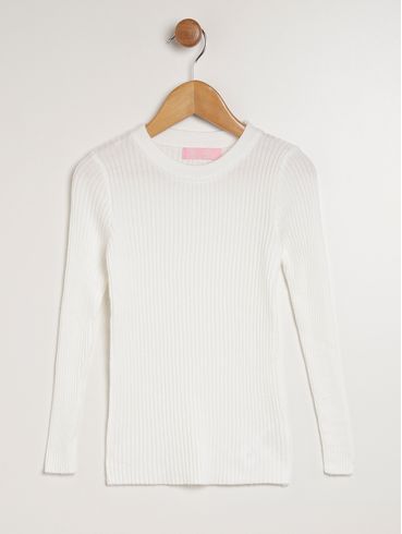Blusa Tricot Infantil Para Menina - BRANCO
