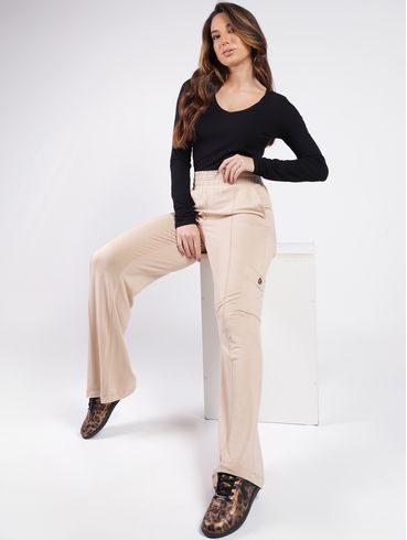 Calça Wide Leg Autentique Feminina BEGE