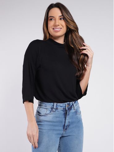 Blusa Manga 3/4 Feminina PRETO