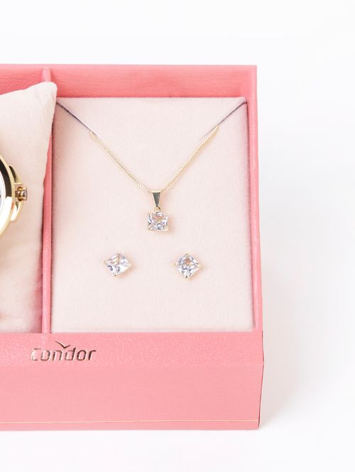 Kit Relógio+Acessório Condor Feminino DOURADO