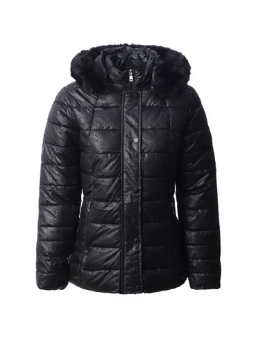 Jaqueta Puffer com Capuz Feminina PRETO