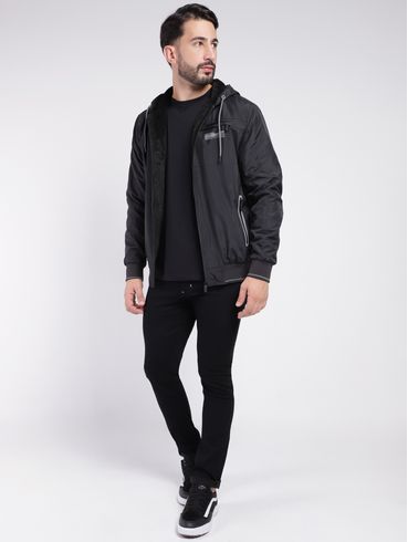 Jaqueta com Capuz Masculina Preto