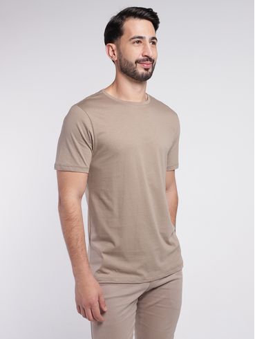 Camiseta Básica Algodão Peruano Elétron Masculina CAQUI
