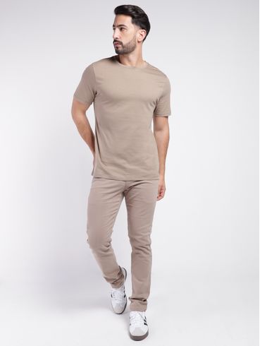 Camiseta Básica Algodão Peruano Elétron Masculina CAQUI