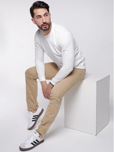 Calça Sarja Slim Masculina BEGE