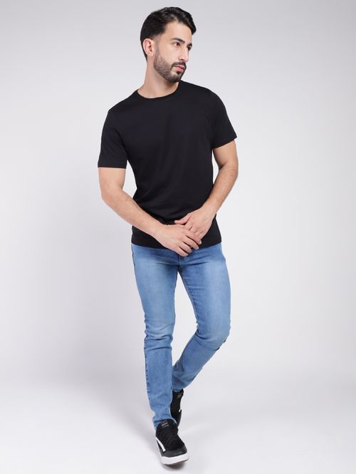 Camiseta Básica Algodão Peruano Elétron Masculina PRETO