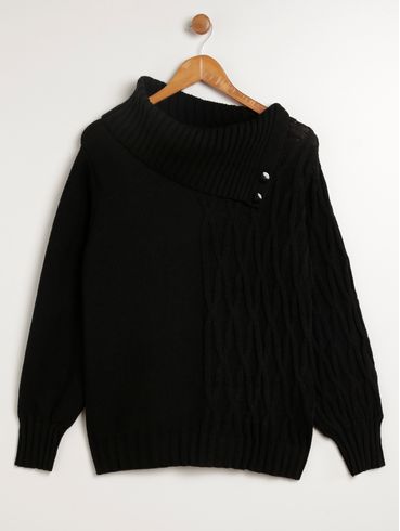 Blusa de Tricot Plus Size Feminina PRETO