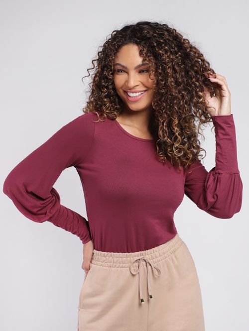 Blusa Manga Bufante Feminina BORDO