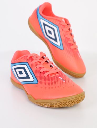 Chuteira de Futsal Umbro Juvenil Para Menino - LARANJA/AZUL/BRANCO