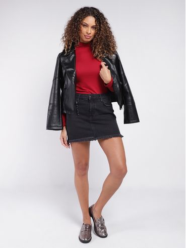 Mini Saia Jeans Autentique Feminina PRETO