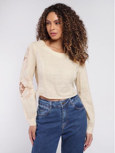 Blusa Manga Longa Feminina BEGE