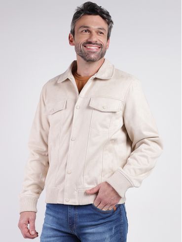 Jaqueta Bomber Suede Masculina BEGE
