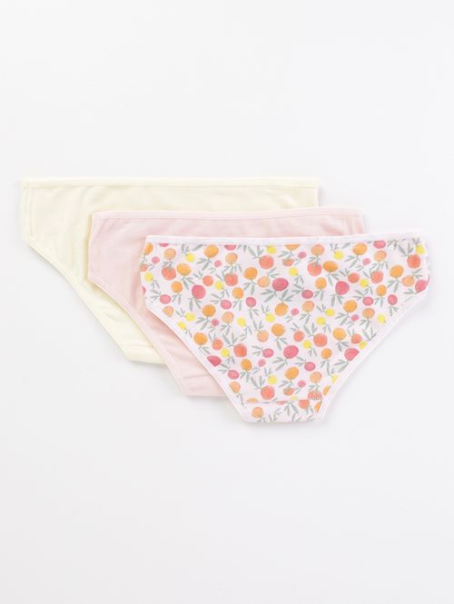 Kit com 03 Calcinhas Juvenil Para Menina - ROSA/AMARELO/SALMAO