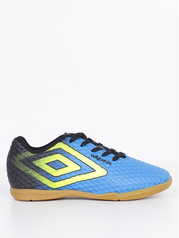 Chuteira Futsal Umbro Warskin Infantil Para Menino AZUL/VERDE/PRETO