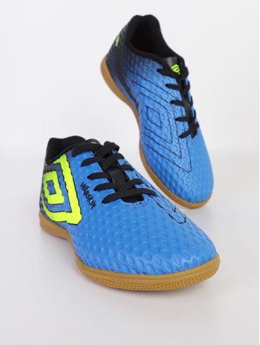 Chuteira Futsal Umbro Warskin Infantil Para Menino AZUL/VERDE/PRETO