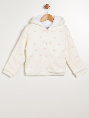 Casaco com Capuz Infantil Para Menina - OFF WHITE