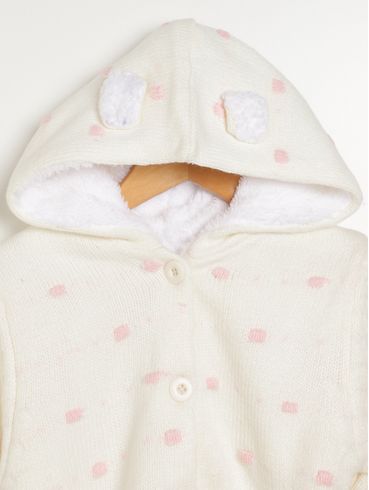 Casaco com Capuz Infantil Para Menina - OFF WHITE