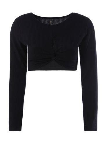 Blusa Cropped Manga Longa Feminina Preto
