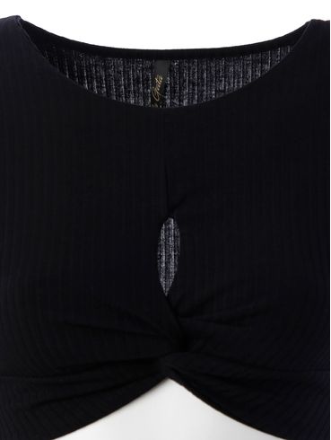 Blusa Cropped Manga Longa Feminina Preto