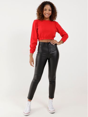 Blusa Cropped Linho Autentique Feminina Vermelho