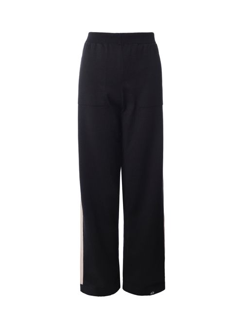 Calça de Tricot Wide Leg Feminina PRETO