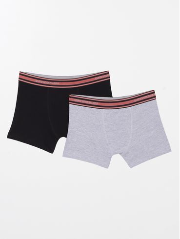 Kit com 02 Cuecas Lupo Infantil Para Menino - CINZA/PRETO