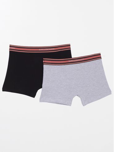 Kit com 02 Cuecas Lupo Infantil Para Menino - CINZA/PRETO
