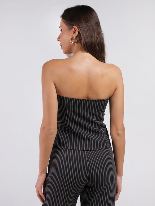 Top Corset Risca de Giz Autentique Feminino PRETO