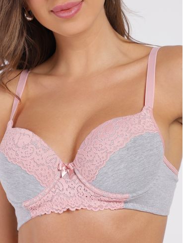 Conjunto Lingerie com Renda Feminino MESCLA/ROSA