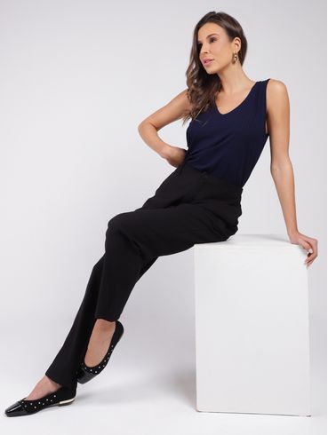 Blusa Regata Canelada Autentique Feminina MARINHO