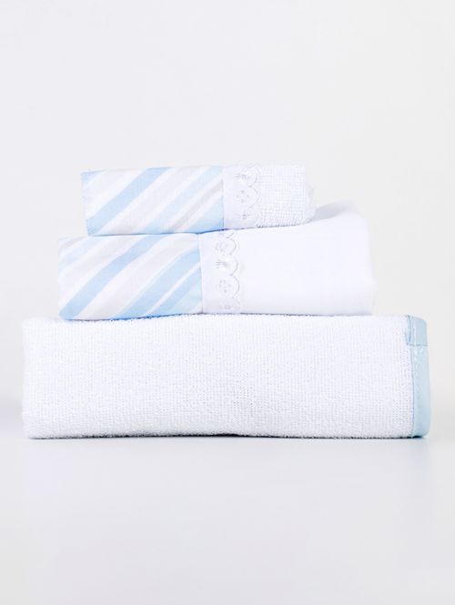 Jogo de Banho com Bordado Infantil Para Bebê - Azul