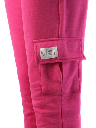 Calça Cargo Moletom Feminina Rosa Pink
