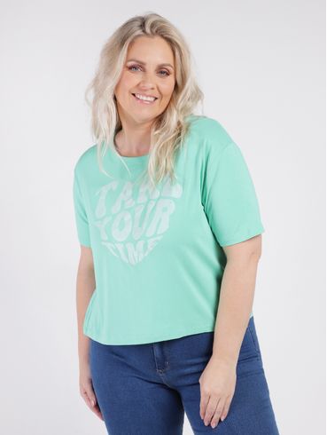 Blusa Cropped Manga Curta Plus Size Feminina VERDE