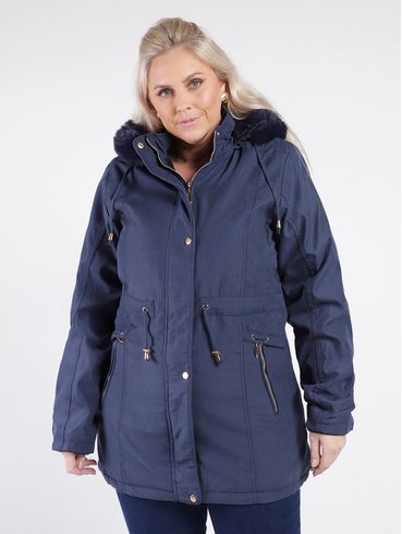 Jaqueta Sarja Parka Plus Size Feminino MARINHO