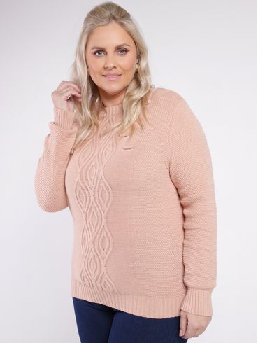 Blusa de Tricot Plus Size Feminina BEGE