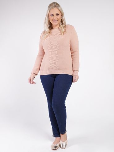 Blusa de Tricot Plus Size Feminina BEGE