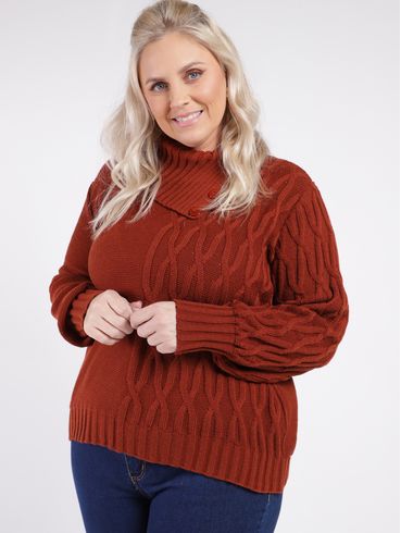 Blusa de Tricot Plus Size Feminina TELHA