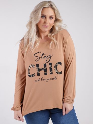 Blusa Manga Longa Plus Size Feminina CARAMELO
