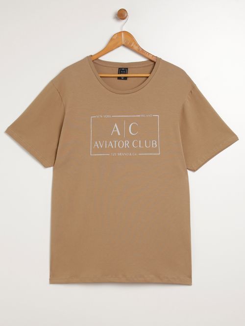 Camiseta Manga Curta Plus Size Masculina CAQUI