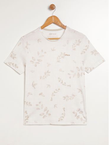 Camiseta Manga Curta Juvenil Para Menino - BEGE