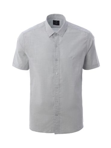 Camisa Slim Fit Manga Curta Masculina CINZA CLARO