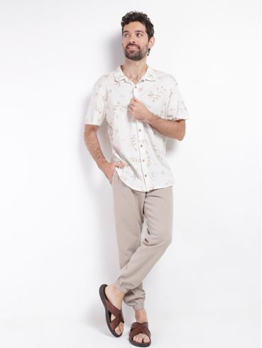 Camisa Manga Curta Masculina BEGE
