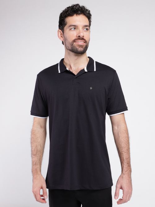 Polo Manga Curta Masculina PRETO