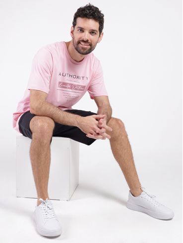Camiseta Manga Curta Masculina ROSA