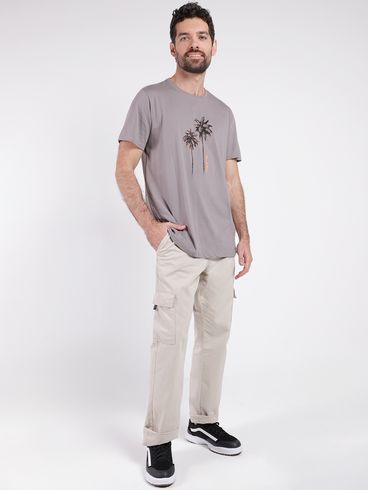 Camiseta Manga Curta Masculina CINZA CLARO